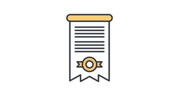 Animated Certificate icon in Colored Outline Style, transparent background video