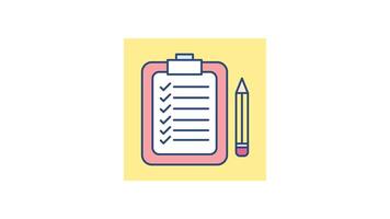 Animated Clipboard and Pencil icon in Colored Outline Style, transparent background video