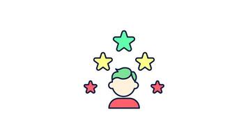 Animated Customer rating icon in Colored Outline Style, transparent background video