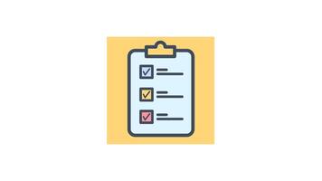 Animated Checklist icon in Colored Outline Style, transparent background video