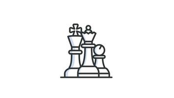 Animated Chess Strategy icon in Colored Outline Style, transparent background video