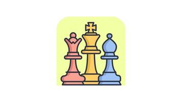 Animated Chess Strategy icon in Colored Outline Style, transparent background video