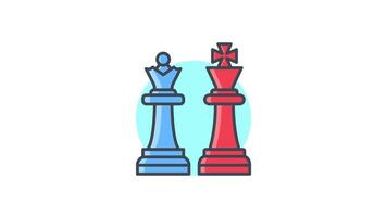 Animated Chess Strategy icon in Colored Outline Style, transparent background video