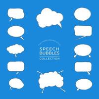 Set of flat outlined hand-drawn style speech bubbles clip art collection vector