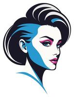 Woman one side hair style 80s. vector