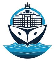 Cargo ship with containers illustration. vector