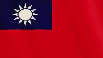 Taiwan flag waving animation. Full Screen. Symbol of the country. 4K video