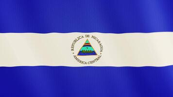 Nicaragua flag waving animation. Full Screen. Symbol of the country. 4K video