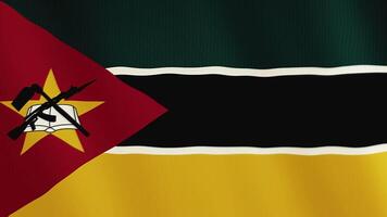 Mozambique flag waving animation. Full Screen. Symbol of the country. 4K video