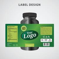 Label design bottle jar food sticker packaging product label. vector