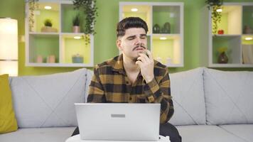 The man who thinks about his job cannot find a solution. video