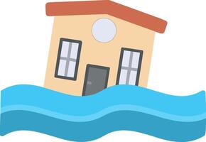 icono plano de la casa inundada vector