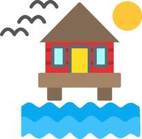 Beach Villa Flat Icon vector