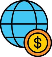 Global Economy Line Filled Icon vector
