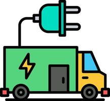 Electric Vehicle Line Filled Icon vector