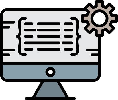 programación línea lleno icono vector