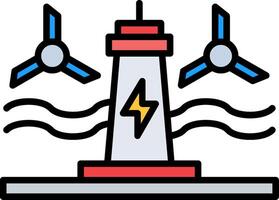 Tidal Power Line Filled Icon vector