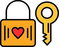 Heart Lock Line Filled Icon vector