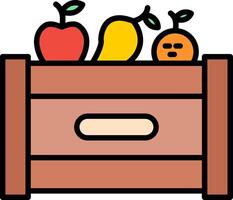 Fruta caja línea lleno icono vector