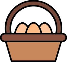 huevos cesta línea lleno icono vector