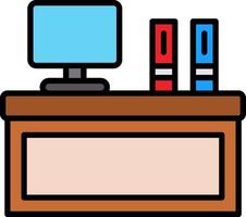 Desk Line Filled Icon vector