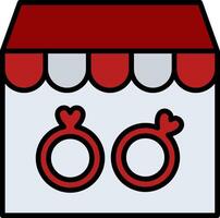 Rings Shop Line Filled Icon vector