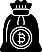 Bitcoin Bag Glyph Icon vector