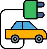 Electric Car Line Filled Icon vector