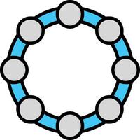 Tambourine Line Filled Icon vector