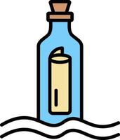 Message In A Bottle Line Filled Icon vector