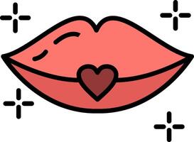 Lips Line Filled Icon vector