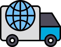 Worldwide Delivery Line Filled Icon vector