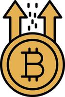 bitcoin subir línea lleno icono vector