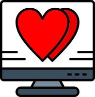 Heart Line Filled Icon vector