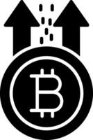 bitcoin subir glifo icono vector