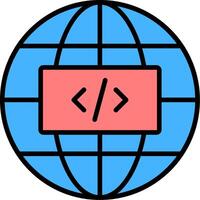 Earth Globe Line Filled Icon vector
