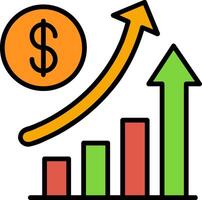 Increase Sales Line Filled Icon vector