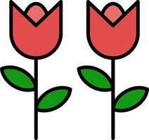 flores línea lleno icono vector