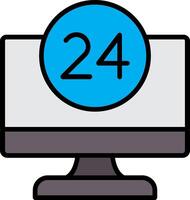 24 Hour Line Filled Icon vector