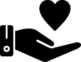 Hand Heart Glyph Icon vector