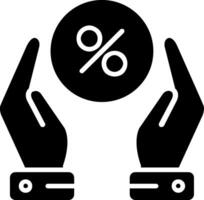 Hand Take And Percent Glyph Icon vector