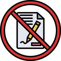 prohibido firmar línea lleno icono vector