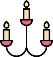 candelabro línea lleno icono vector