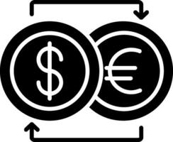 moneda intercambio glifo icono vector
