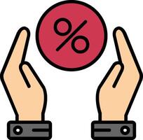 Hand Take And Percent Line Filled Icon vector