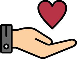 Hand Heart Line Filled Icon vector