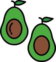 aguacate línea lleno icono vector