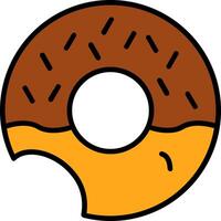 icono lleno de línea de donut vector