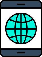 Earth Globe Line Filled Icon vector