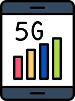 5g línea lleno icono vector